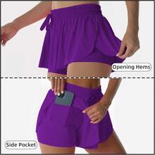 Flowy Athletic Shorts Women Running Tennis Shorts Girls 2-In-1 Double Layer Quick-Drying Comfy ShortsA Valentine's Day FRYB - Màu tím  Violet - Xem 2