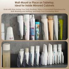 Pachet de 2 rafturi pentru organizator de curățare facială pentru baie/suport pentru pastă de dinți, poate conține 4 tuburi, organizator de accesorii pentru baie (transparent)