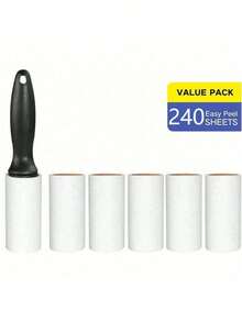 80/160/240 Sheets Super Sticky Hair Remover Roller - Pet Hair Cleaning Tool - Set Includes 1 Roller Handle And 2/4 Replacement Rollers - Multicolor - View 10