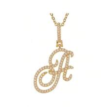 Gold Plated Initial Necklaces For Women Letter Pendant Necklaces Cubic Zirconia Stainless Steel Chain Iced Out Letter Necklace Birthday Gifts