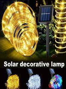 1PC 7M/12M/22M/32M 18650-800mAh Outdoor Solar Tube Rope Led Light Garden Christmas Decoration Fairy String Light Outdoor Wedding Party Led Lamp,LED Solar Leather Tube Light String PVC Rainbow Tube Christmas Day Courtyard Outdoor Decoration Color Light Copper Wire Light