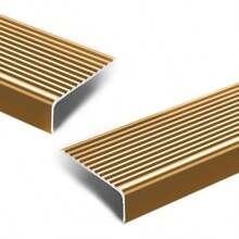 Outdoor Non-Slip Stair Treads Anti-Slip Aluminum Stair Edge Protector - Self Adhesive Stair Nosing For Staircases & Porch, Decorative Stair Edging (2PCS, Gold, 35.4inch) - None - View 1