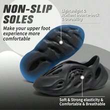 Foam Runners Shoes For Men Women, Soft Cloud Slides Slippers Non-Slip Walking Sandals, Beach Platform Pillow Sandals Lightweight Slip-On Foam Runners, Outdoor Quick-Drying Sports Slides - 黑色 - 查看 6