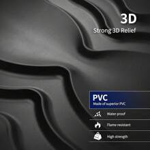 Art3dwallpanels 33 Pack 3D Wall Panel For Interior Wall Décor, PVC Textured Wall Panels, 3D Wallpaper Modern Wall Tiles, Black