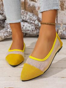 Women's Breathable Mesh Pointed-Toe Loafers With Color Block, Comfortable Minimalist Modern Stylish Casual Outdoor Versatile Flat Shoes (Size Runs Small, Suggest Ordering One Size Up)