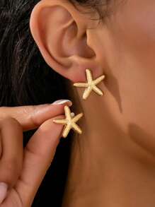 1 Pair Coral Ocean Themed Luxury Fashion Asymmetrical Exquisite Bohemian Style Earrings, Zinc Alloy Material, Suitable For Women To Wear On Beach Vacations And Parties