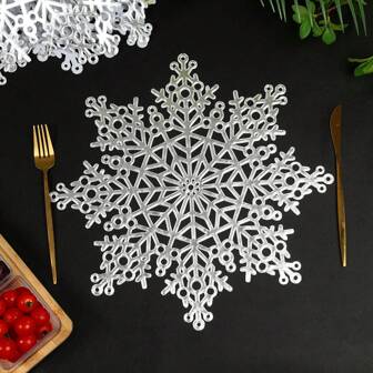 1pc/4pcs/6pcs/8pcs/50pcs Christmas Snowflake PVC Placemats, Heat-Resistant Anti-Slip Decorative Placemats For Restaurants, Parties, Weddings, Holidays