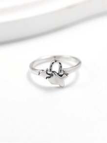 1pc Simple Unique 925 Sterling Silver Texas Trio JA Ring Women Fine Jewelry Gift