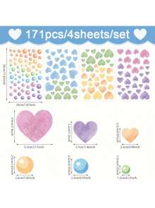 171pcs Colorful Hearts And Dots Wall Decals - Boho Chic PVC Wall Decals For Bedroom, Living Room Or Entryway Decor, Easy Peel And Stick, Vibrant Pastel Hearts And Glitter Dots, Self Adhesive Home Decor, Living Room Decor | Boho Chic Decor | Self Adhesive Decor, Home Decor And Accessories Stickers Sticker