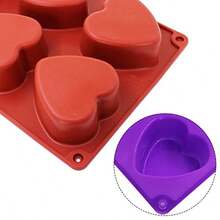 3 paquetes de 6 cavidades en forma de corazón Molde de silicona morado rojo marrón molde para hornear top cake de findTop molde de galletas de chocolate bandeja de cubitos de hielo molde de jabón - Marrónrojo - Ver 4