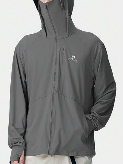 CAMEL CROWN 男士针织防晒衣春夏户外纱防晒清凉黑胶钓鱼防晒服登山外套