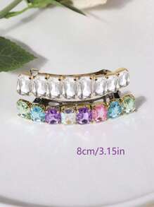1pc The Sparkling Rhinestone Fixed Spring Clip And Delicate Gold Edge Light Up The Shape, Suitable For All Travel Matches