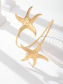 1 Pc Minimalist Golden Color Starfish Arm Cuff Upper Arm Band Women Arm Bangle, Body Jewelry Suitable For Vacation, Bikini Outfit