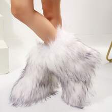 Stylish Personalized Winter Boots For Women - Adorable Spicy Girl Mid-Length Snow Boots, Cozy And Warm,Fluffy Boots Faux Fur Boots Women Shoes - 白色 - 查看 7
