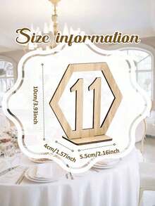 1 Set (10pcs) Wedding Party Decoration Table Number Cards, Wooden Card Holders For Wedding And Birthday Party Table Decor, Wooden Table Number Cards, Cafe And Wedding Table Numbers, Back To School Valentine's Day - Multicolor - View 5