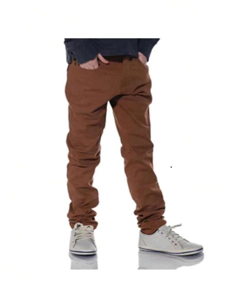 Men's Slim Lycra Twill Trousers 1 To 16 - 鏽棕色 - 查看 1