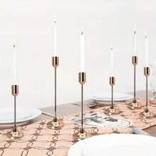 12er Set Europäischer romantischer Kerzenständer aus poliertem Metall, geeignet für Stumpen- und Taperkerzen, eleganter Mittelpunktdekor für Weihnachten, Halloween, Ostern, Thanksgiving, Zuhause, Hochzeit, Party, Jubiläum