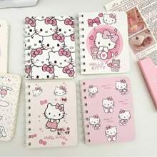 Sanrio 4pcs/1pc Sanrio Hello KT Spiral Notebook - A7 Size - Cute Thick Cartoon Theme Diary, Simple Design, Features, Simple Inner Page Style Cartoon Series Portable Notebook, Personalized Stationery, Office Supplies