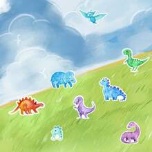 500张农场动物和恐龙贴纸卷，新款礼品装饰标签奖励贴纸文具，适用于礼品包装、贺卡和信封装饰、DIY手工制作 - 彩色 - 查看 11