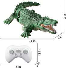 TEMI Remote Control Crocodile, High Simulation Scale Prank Alligator With Glowing Eyes, For Pool Bathroom RC Boat For 6+ Boys Girls Birthday Halloween Christmas Toys