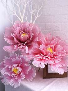 3pcs Large Artificial Peony Flowers, 40cm/15.75in, Plastic Faux Floral Decor For Reunion, Living Room, Spring Season, Christmas, Thanksgiving - Tabletop Home Decor Without Container