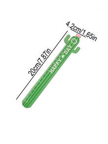 1 Pc Cactus Shape Scale Ruler, Length 15cm Straight Line Depiction - Cute Ruler, Suitable For Students Math Class And Test Paper Measurement Graphics Ruler, Learning Office Drawing, Fashionable And Portable School Supplies, Back-To-School Season Must-Haves School Supplies, Back To School - Multicolor - View 2