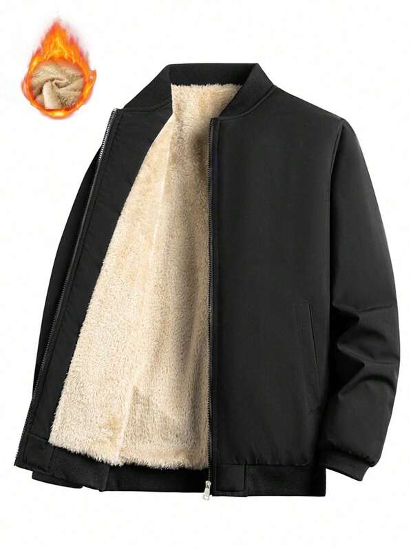 Men's Solid Color Zip-Front Lined Jacket