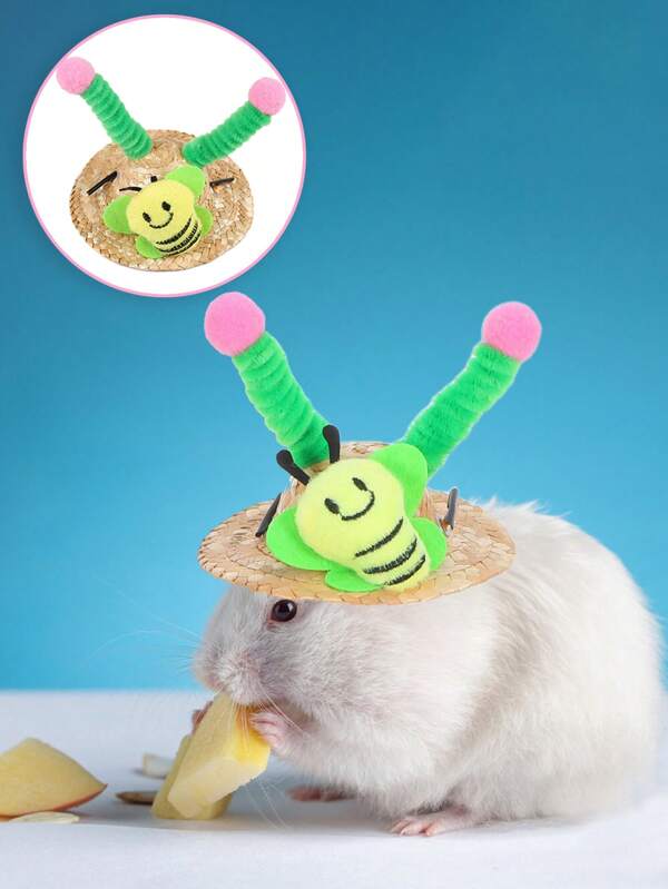 1 pièce Petit chapeau de paille pour animal de compagnie pour cochon d'Inde, hamster, chapeau décoratif amusant réglable, chapeau de soleil personnalisé pour chinchilla
