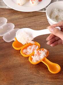 Onigiri Sushi Reiseball Form zum Schütteln und Rollen, Dreifach Onigiri Form, mit Mini Reis Löffel enthalten