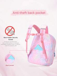 3pcs/Set Rainbow Heart Print Polyester School Backpack With Cute Pendant, Including Lunch Box & Pencil Case, Large Capacity Multi-Compartment Design, Adjustable Shoulder Straps, Waterproof Durable Fabric, Zipper Closure, Suitable For School & Outdoor, Back To School Gift - A - View 6