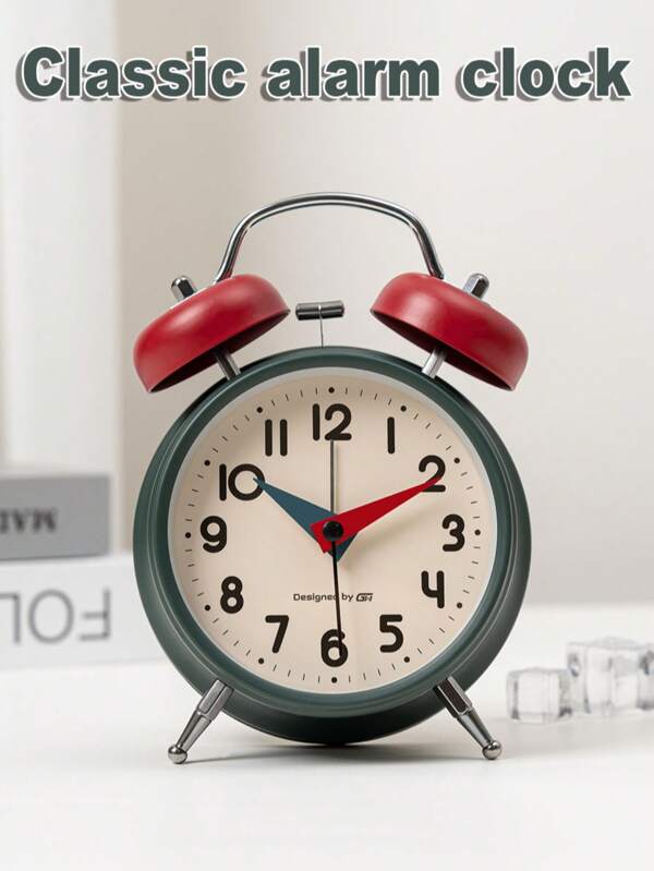 Creative Bedroom Alarm Clock, Novel And Unique Style, Can Add A Touch Of Color To Your Bedside, Office, Living Room, School Dormitory, Silent When Running, Will Not Affect Your Rest Or Reading, Metal Material, Very Heavy. 1 Battery Powered (Battery Not Included)