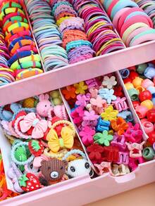 820pcs/Set Pink Girly Hair Accessories Set, Includes Flower Hair Clips, Colorful Hair Ties, Rhinestone Decorations & More Cute Items - Suitable For Girls And Women, Create Sweet Hairstyles For Daily, Party, Outings, A Thoughtful Gift For Girls To Easily Achieve A Youthful Look, Hair Bands, Claw Clips - Multicolor - View 5