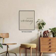 1pc Canvas Inspirational Text Wall Art, Modern Art, Good Morning/Good Night, Motivational Quote, Black And White Creative Mixed Media Room Decor, Wall Art Poster, Living Room Sofa Background Decor, Entryway Hallway Decor, Home Decoration, School Decor, Art Gift, Unframed