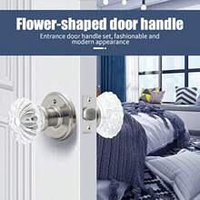 Glass Door Knobs Interior With Lock, Satin Nickel Door Handles, Crystal Door Knobs With Lock(Satin Nickel, Privacy) - None - View 3