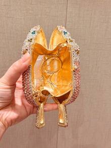 1 PC Mini Ice Cream Shaped Crystal Evening Bags,Luxurious Diamond Design With Metal Chain Dinner Purses For Ladies,Rhinestone Clutches Banquet Party & Prom Events,Luxury Gifts With Box - Pink - View 10