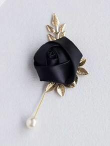 1pc Rose Bud With Metal Decor High-End Brooch, Wish Well For Wedding Or Party - Multicolor - View 4
