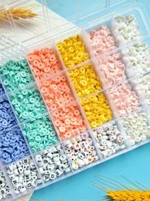 1 Caja de 24/28 piezas de arcilla polimérica simple y de moda, accesorios para hacer joyas DIY para collares, pulseras y diversos artesanías