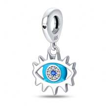 1 Piece 925 Sterling Silver Magic Eye Gemstone Pendant, Star And Moon Blue Eye Pendant, Sacred Eye Pendant, Moon And Eye Pendant, All-Seeing Eye Pendant, Devil's Eye Series Lucky Rotating Eye Pendant, Evil Guardian Sacred Eye And Hand Pendant