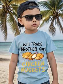 Jungen Kurzarm T-Shirt mit lustigem Slogan Muster, Sommer