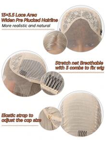 金色渐变色 13*3.5 高清透气透明蕾丝前假发 - 30 英寸超长直发 - 耐热合成假发 - 非常适合日常、派对、舞会 - 女士万圣节服装假发