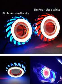 1 pezzo Faro a proiezione universale per motocicletta con luce a LED a doppio occhio da angelo e demone, lente faro per moto, luce ausiliaria per atmosfera