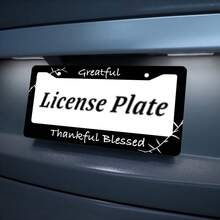 2PC,Greatful Thankful License Plate Frame, Interesting License Plate Frame, License Plate Label, Front And Rear License Plate Covers, License Plate Frame Holder, Size 12x6 In - 12x6 Inch - View 5