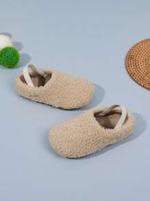 1 Paar Kinderpantoffeln für Herbst/Winter mit Plüschfutter, Mädchen Flauschige Slide Sandalen mit elastischem Verschluss hinten, Jungen Mules Pantoffeln zum Tragen innen und außen, geeignet für Kleinkind Kinder