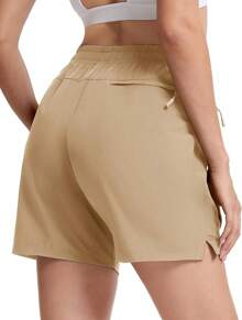 TACVASEN Women's 5'' Hiking Shorts Quick Dry Golf Lightweight UPF50+ Athletic Shorts Summer Water Resistant Zipper Pockets - 卡其色 - 查看 3