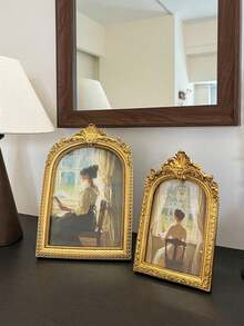 قطعة واحدة إطار صورة ديكور طرحة ذهبية بطراز قديم، مناسب لديكور المنزل والمناسبات الخاصة - إطار الصورة الرجعية - مشاهدة 8