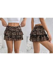 Women's Summer Lace Floral Skirt High Rise Tiered Ruffled Flowy Short Mini A Line Skirt Streetwear - 彩色 - 查看 10
