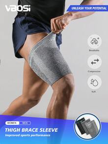 VBOSI 1 pièce Manchon de cuisse de compression tricoté 3D - Support sportif respirant, convient pour la course, la fitness et l'utilisation quotidienne, accessoire de fitness unisexe - Multicolore - Voir 1