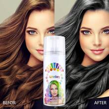 Black Hair Spray,Temporary Hair Color Wax, Hair Wax Dye Pomades,Washable Root Touch Up Hair Color Natural Hair Dye For Party,Hollowen,Cosplay. (Black, 120ml) - 黑與白 - 查看 9
