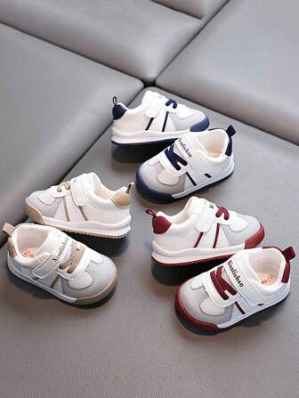 1 Pair Spring/Autumn Hook And Loop Design Casual Athletic Shoes For Kids, Mesh Breathable TPR Soft Sole Non-Slip Comfortable Infant Toddler Indoor/Outdoor Walking Shoes, Suitable For 0-4 Years Old Boys & Girls