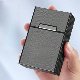 1 件/20 件装金属烟盒 - 防挤压和防潮设计，时尚黑白翻盖盒 - 送给父亲、男朋友、吸烟者配件、现代烟盒、烟盒的理想礼物